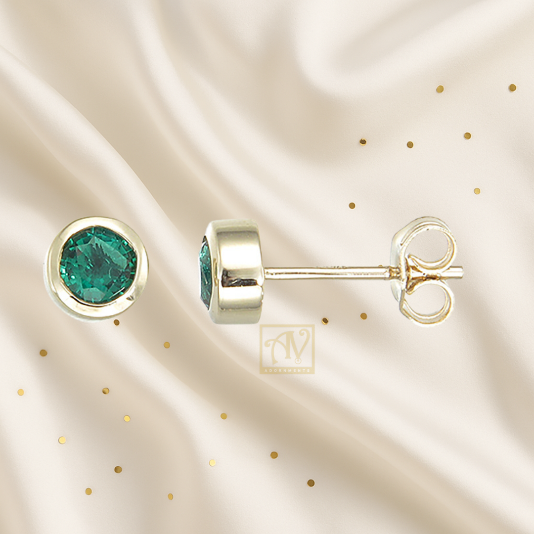 Vibrant Round 6mm Triplet Opal Earrings 9kt Yellow Gold