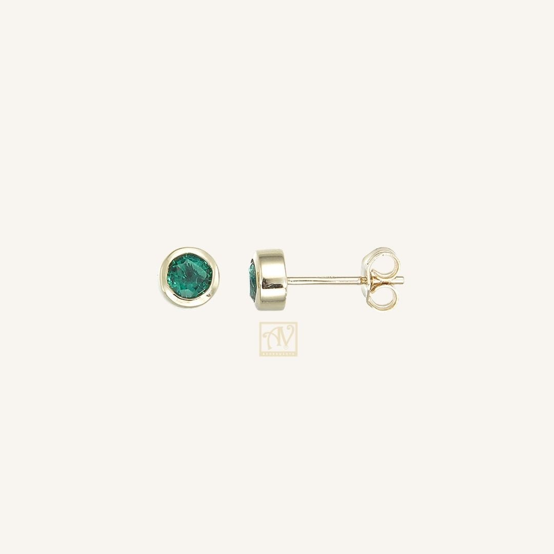 Vibrant Round 6mm Triplet Opal Earrings 9kt Yellow Gold