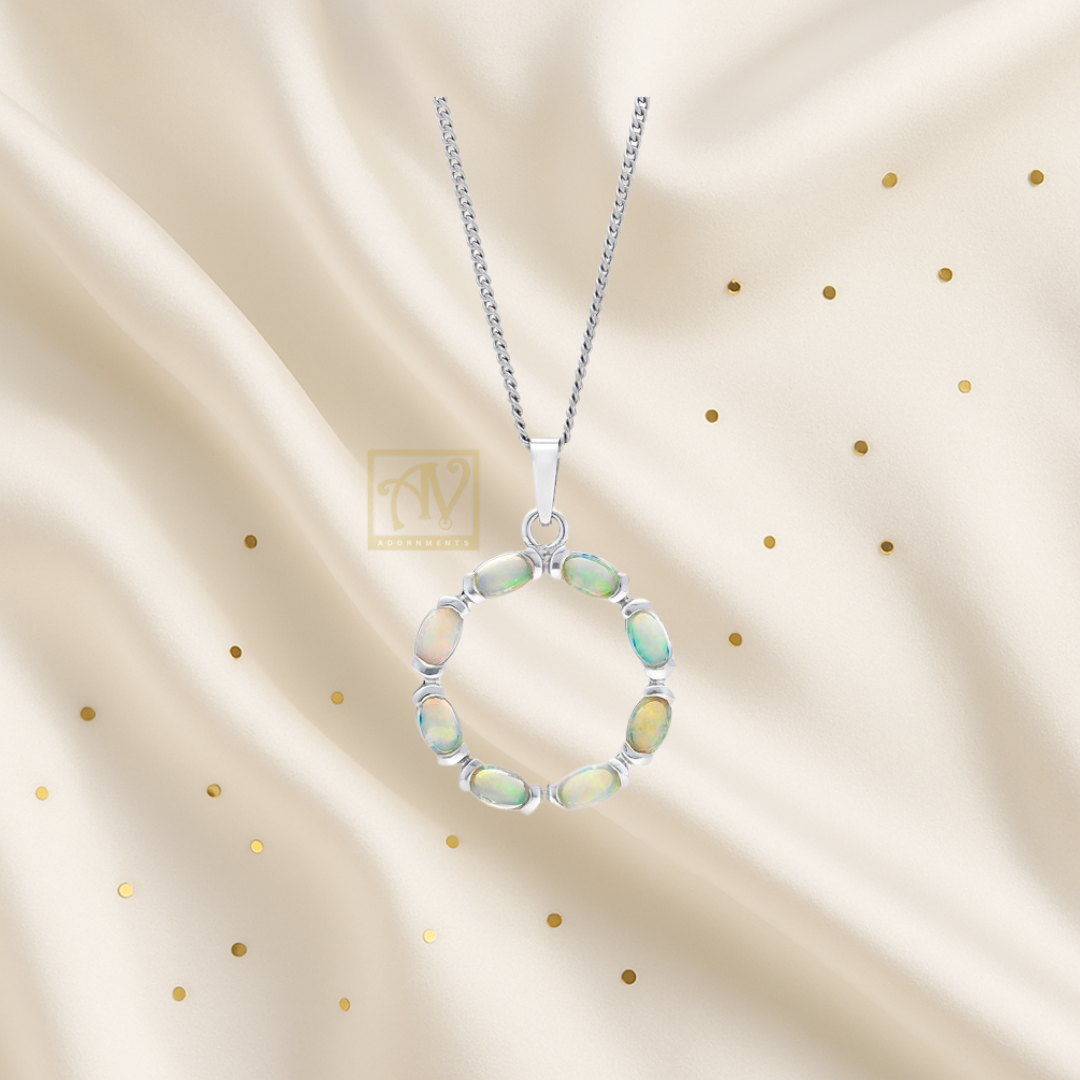 Eden Oval Solid Opal Pendant Silver