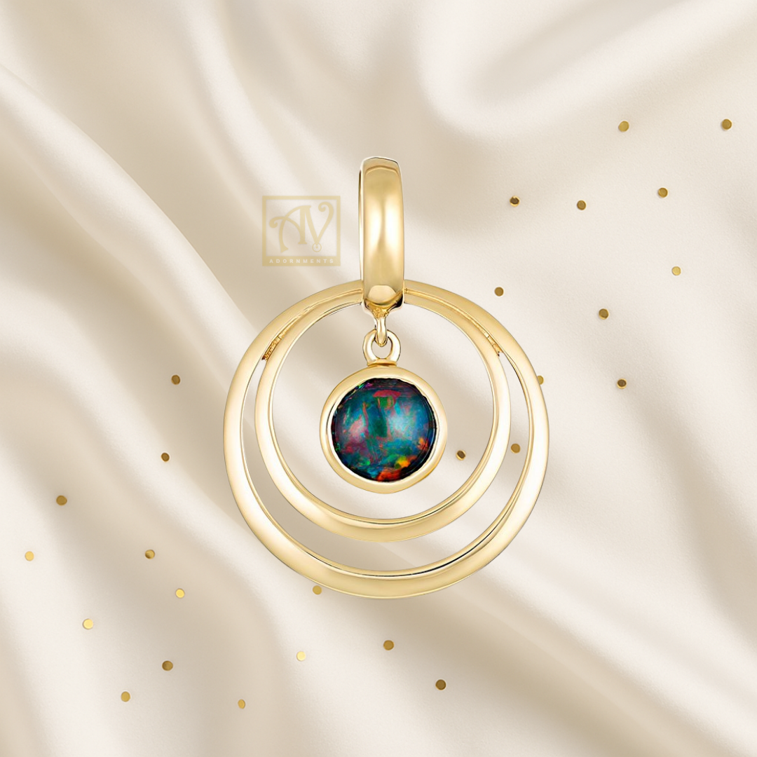 Sol Round Triplet Opal Double Circle Pendant