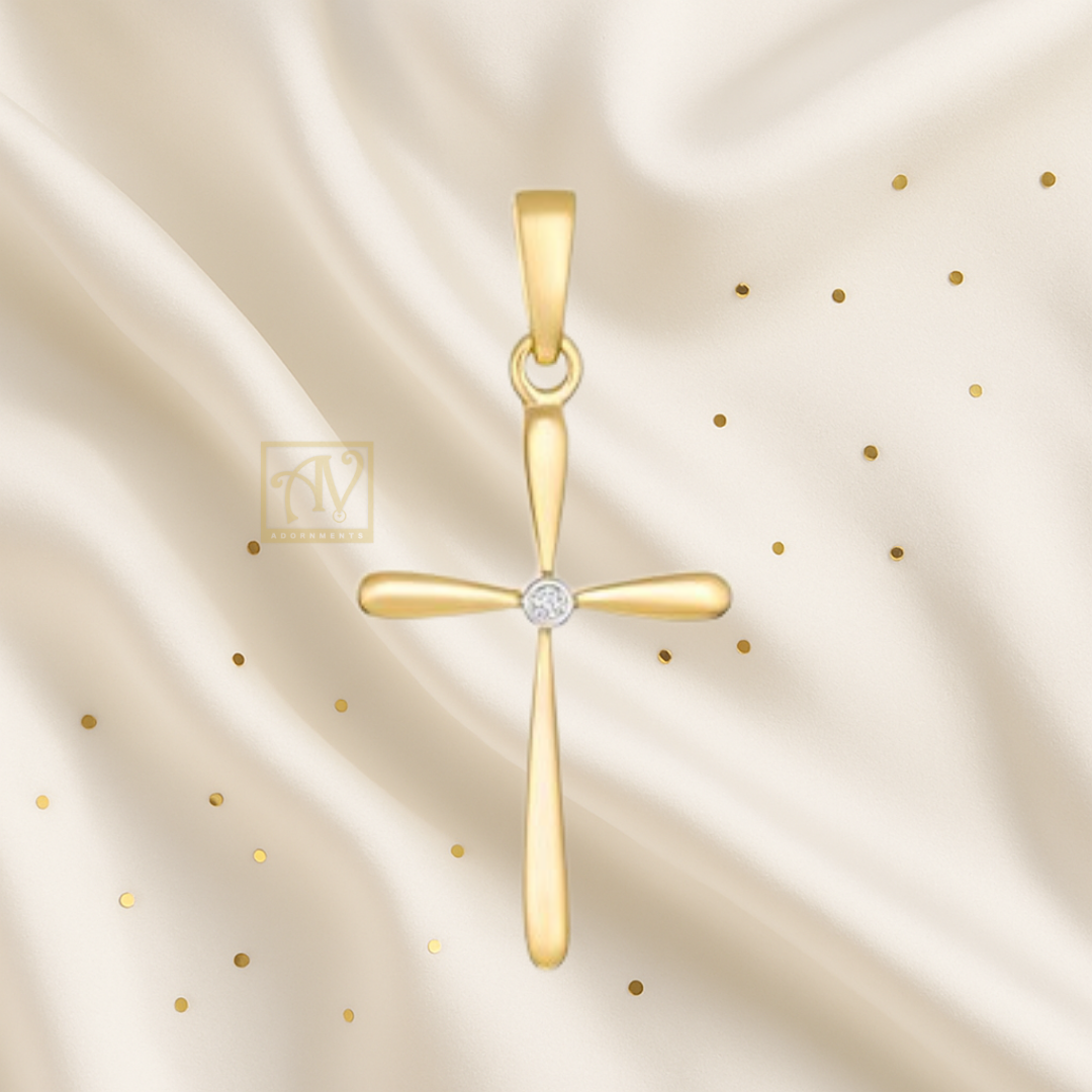 Honey-Toned Diamond Cross Pendant 9kt Yellow Gold