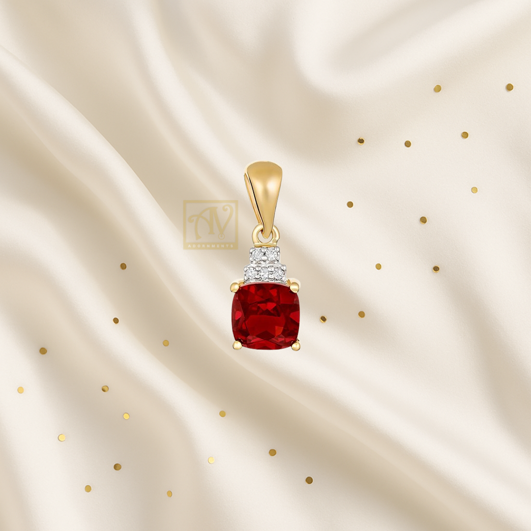 Daystar Garnet & Diamond Pendant 9kt Yellow Gold