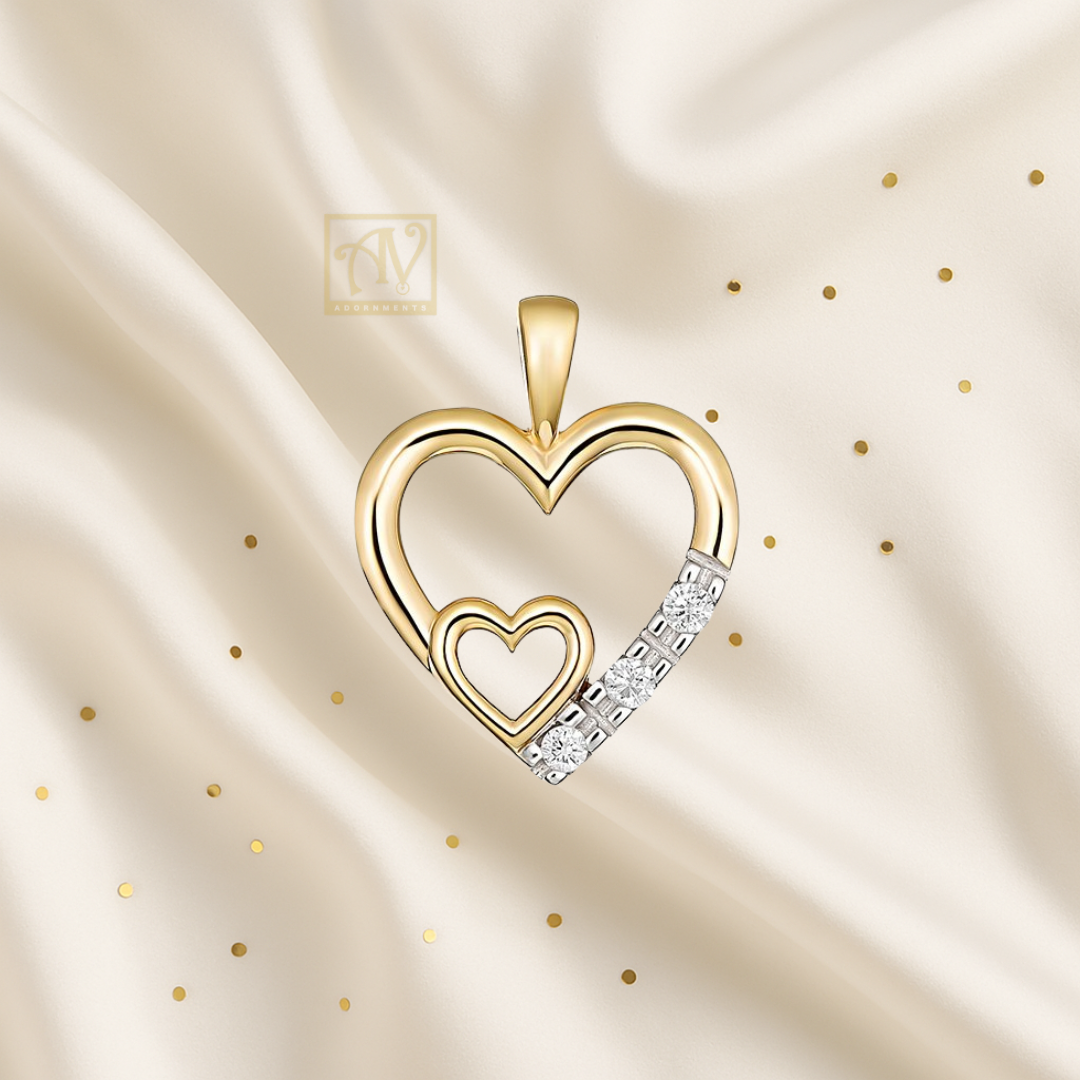 Apollo Layered Hearts Diamond Pendant 9kt Yellow Gold
