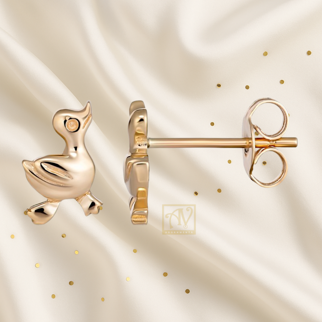 Tiny Tails Duck Stud Earring 9kt Yellow Gold