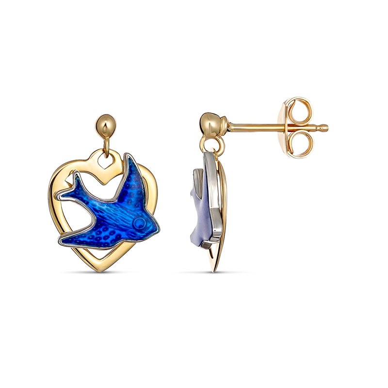 Tiny Tails Bluebird Heart Drop Earring