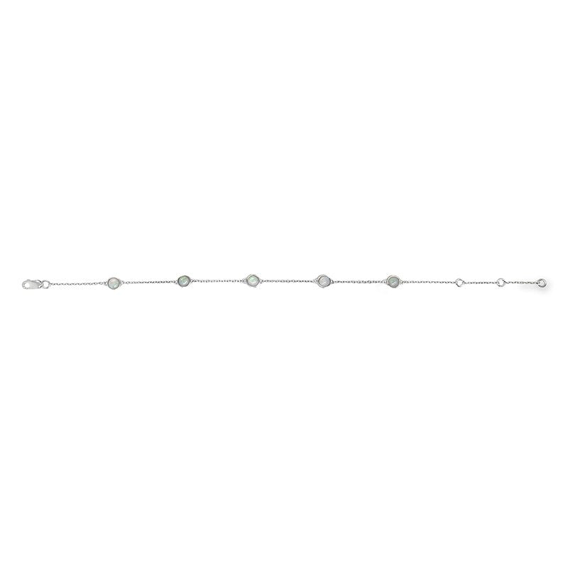 Chandra Round Bezel Set Solid Opal Bracelet Silver