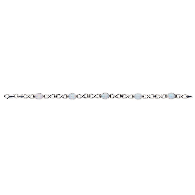 Orb Oval Solid Opal Bracelet Silver