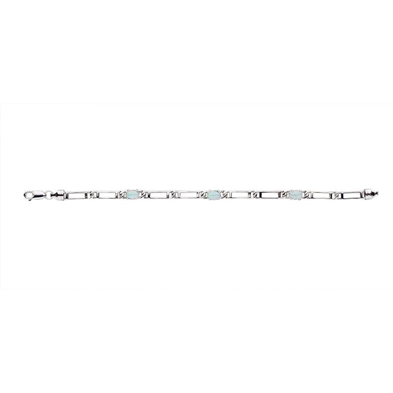 Selene Oval Solid Opal Bracelet Silver
