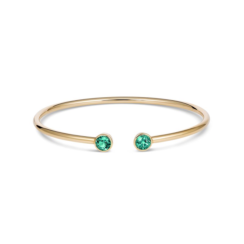Patina Emerald Cuff Bangle 9kt Yellow Gold