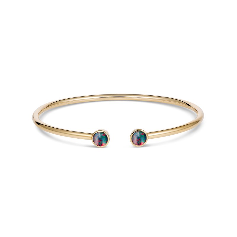 Nova Triplet Opal Cuff Bangle 9kt Yellow Gold