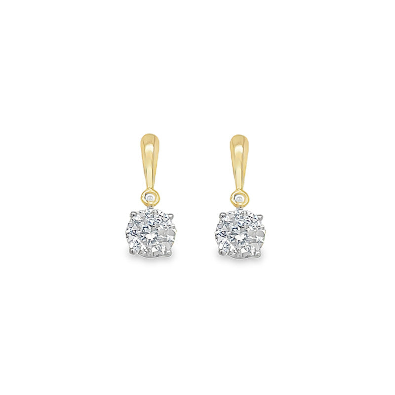 Eternal Round Cubic Zirconia Drop Earring 9kt Yellow Gold