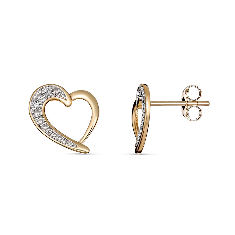 Lovelight Heart Diamond Stud Earrings 9kt Yellow Gold