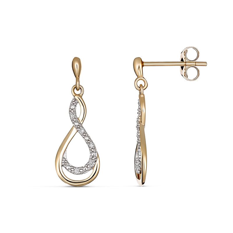Lovelight Infinity Diamond Drop Earrings 9kt Yellow Gold