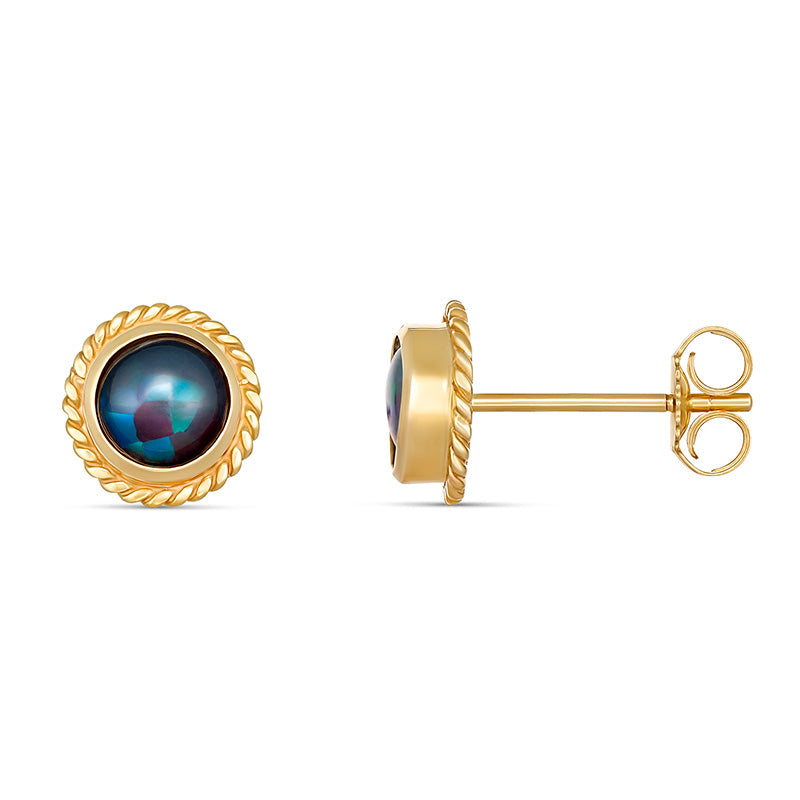 Euphoria Round 5mm Triplet Opal Earrings 9kt Yellow Gold