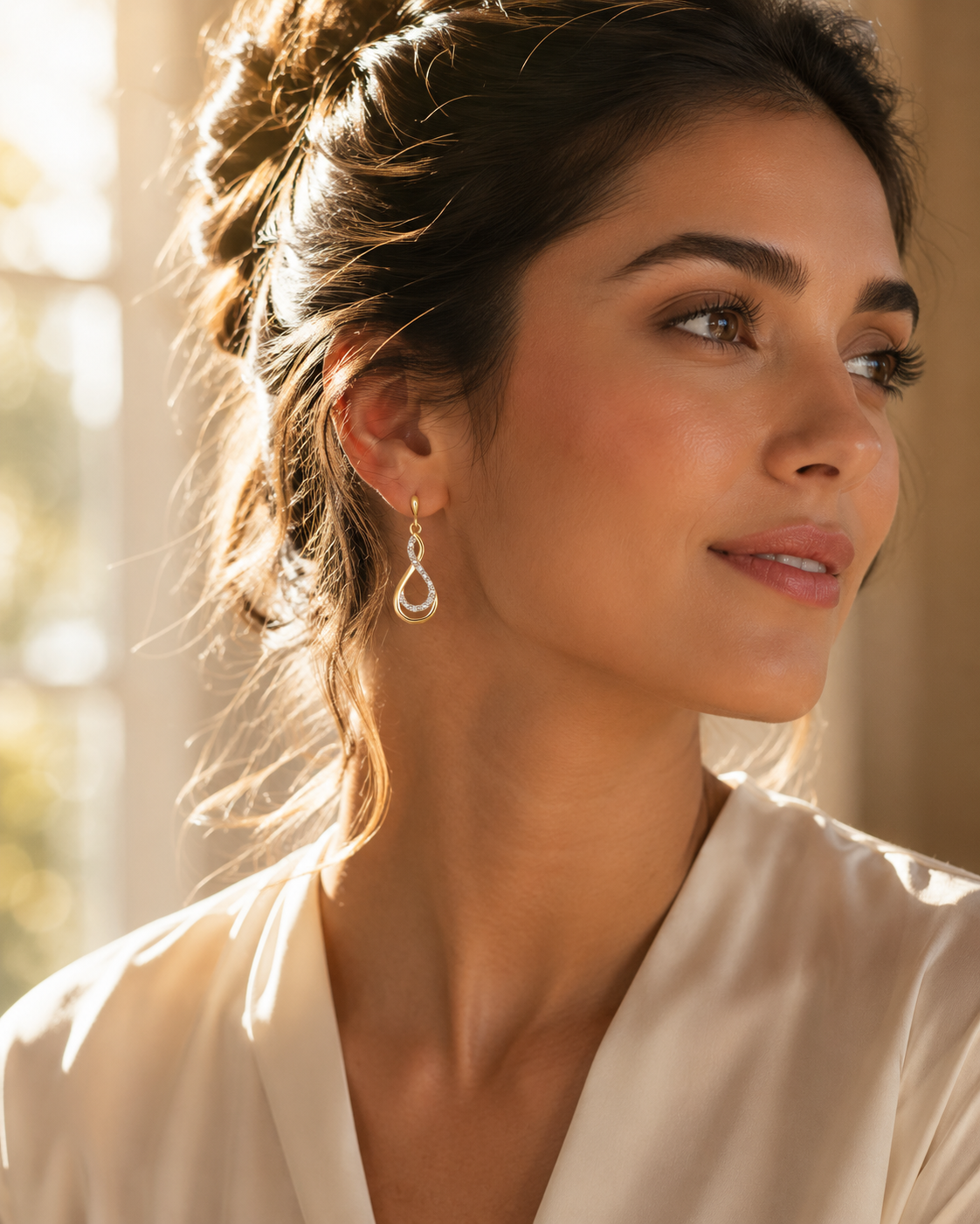 Lovelight Infinity Diamond Drop Earrings in 9 kt Yellow Gold