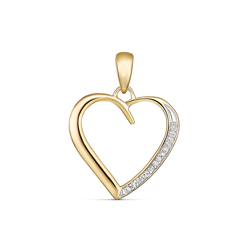 Hino Heart Diamond Pendant 9kt Yellow Gold