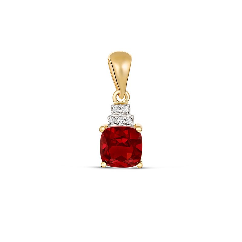 Daystar Garnet & Diamond Pendant 9kt Yellow Gold