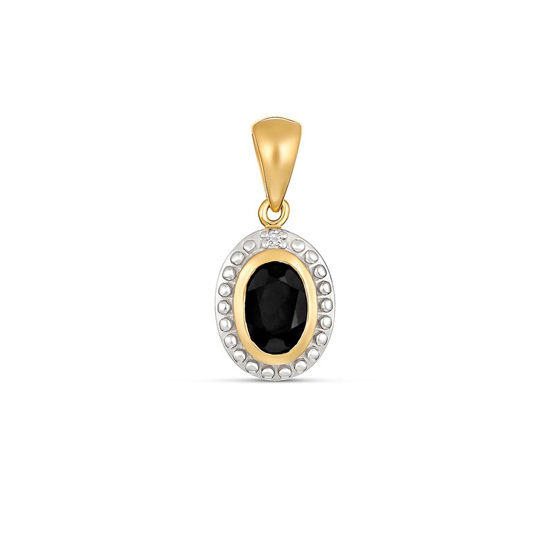 Soleil Black Sapphire & Diamond Pendant 9kt Yellow Gold