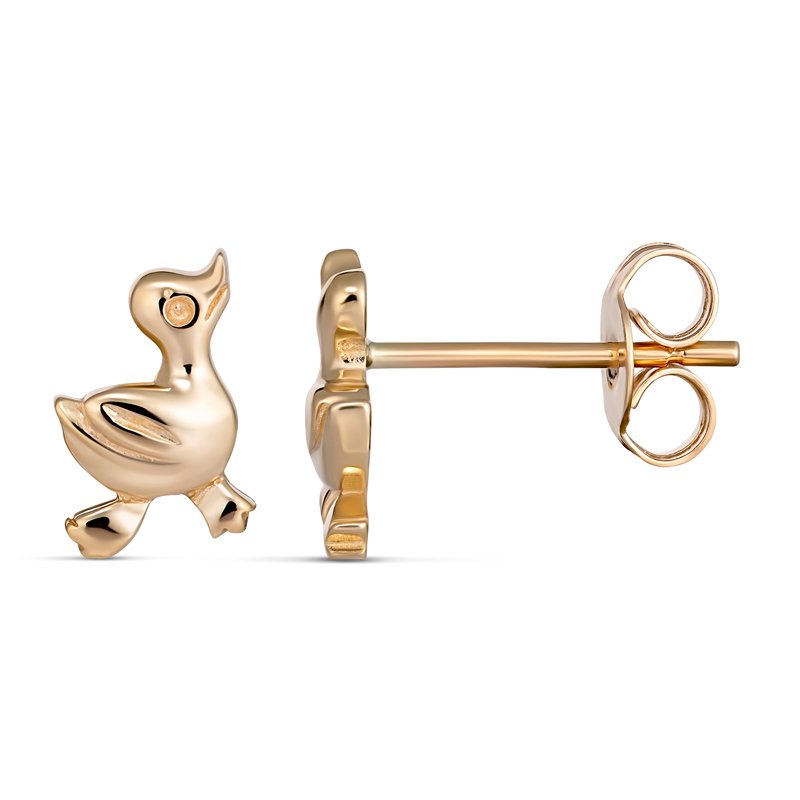 Tiny Tails Duck Stud Earring 9kt Yellow Gold