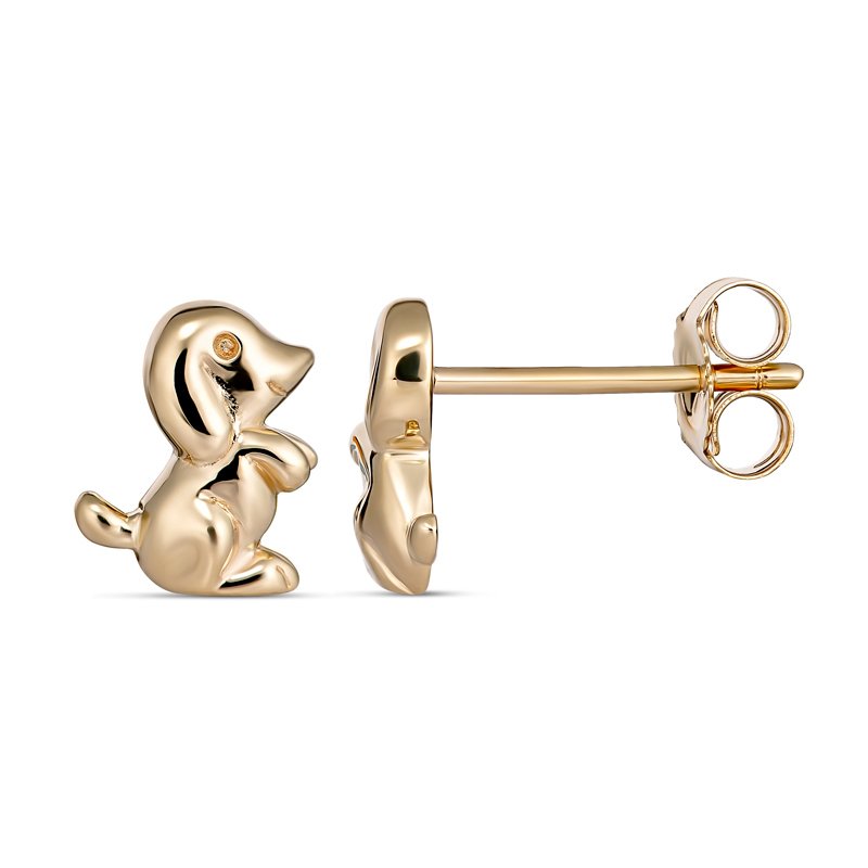 Tiny Tails Dog Stud Earring 9kt Yellow Gold