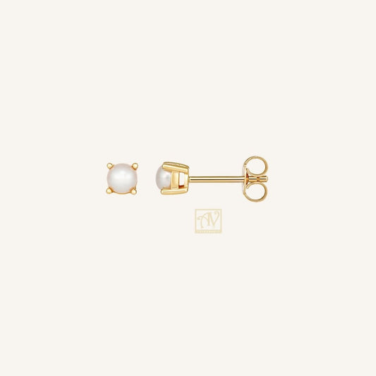 Marine Jewel Pearl Stud Earring 9kt Yellow Gold