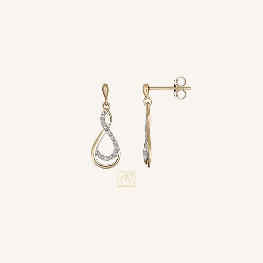 Lovelight Infinity Diamond Drop Earrings in 9 kt Yellow Gold
