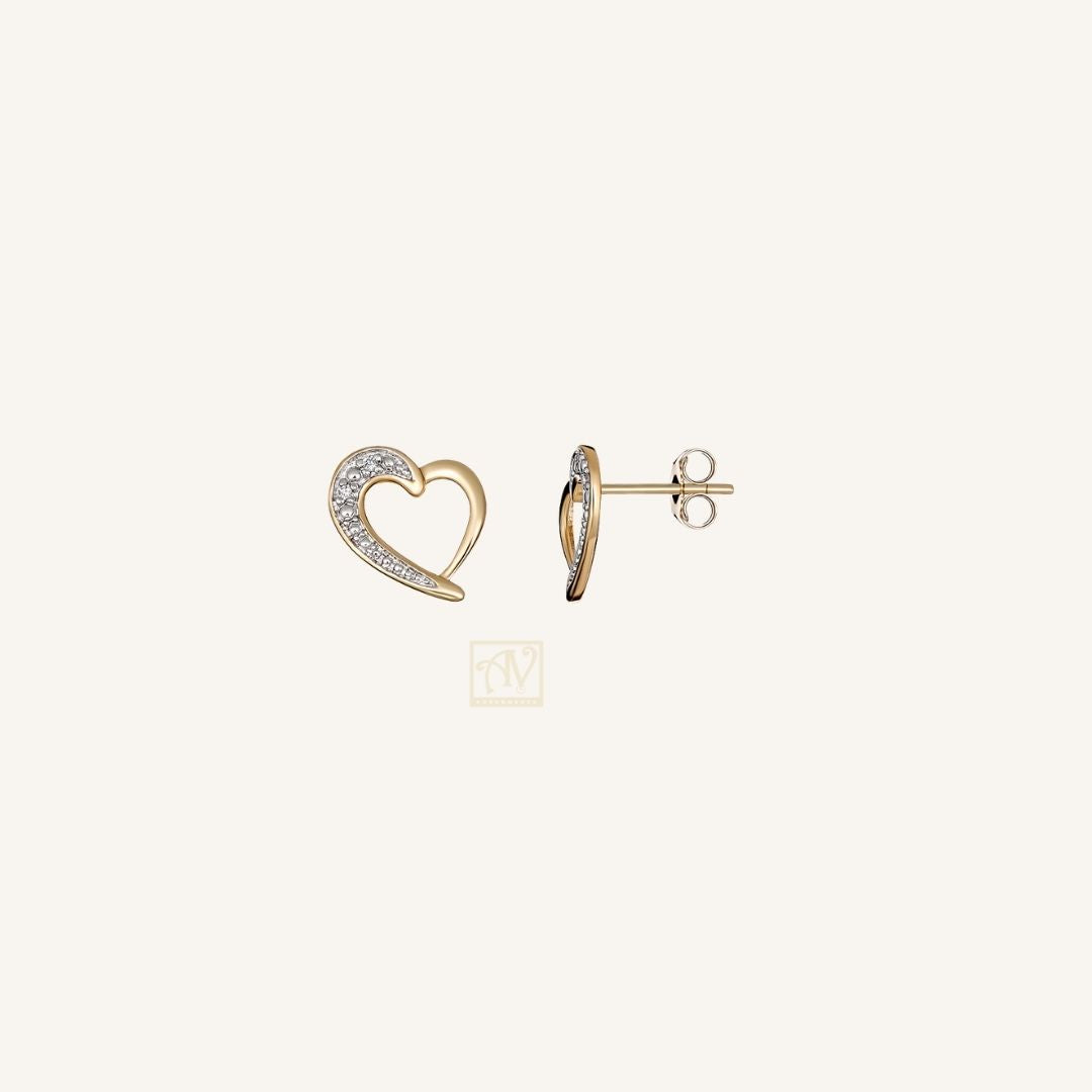 Lovelight Heart Diamond Stud Earrings 9kt Yellow Gold