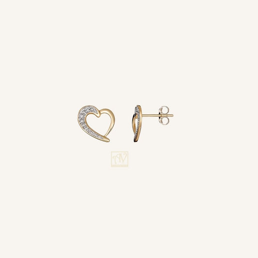 Lovelight Heart Diamond Stud Earrings 9kt Yellow Gold
