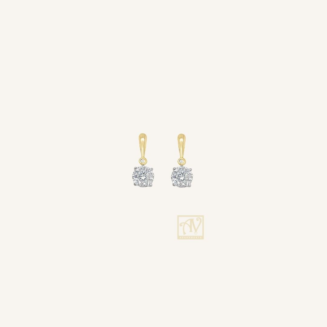 Eternal Round Cubic Zirconia Drop Earring 9kt Yellow Gold