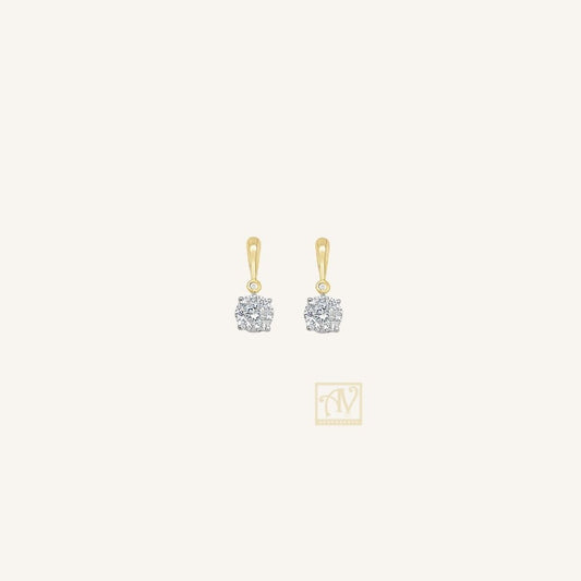 Eternal Round Cubic Zirconia Drop Earring 9kt Yellow Gold