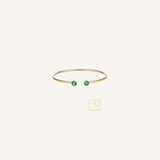 Patina Emerald Cuff Bangle 9kt Yellow Gold