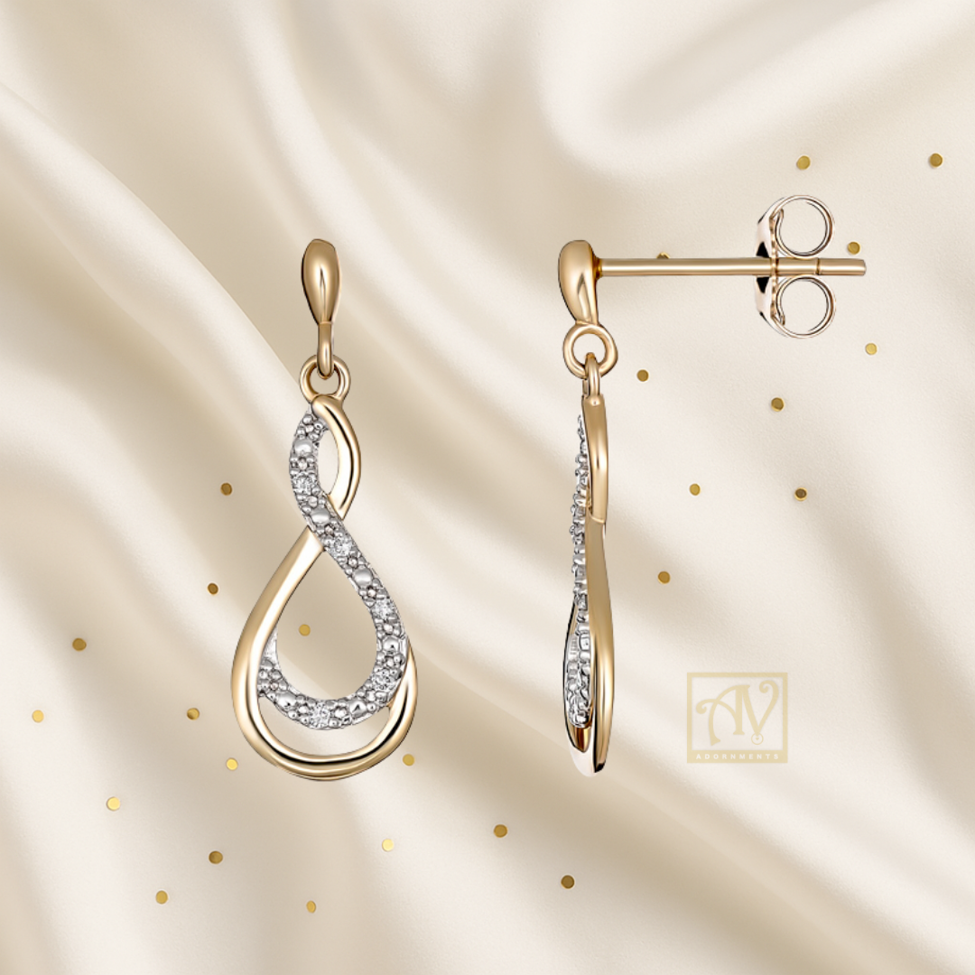 Lovelight Infinity Diamond Drop Earrings 9kt Yellow Gold