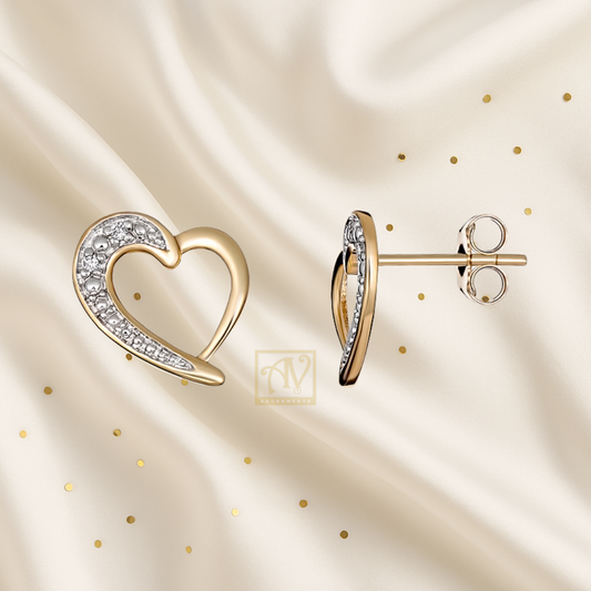 Lovelight Heart Diamond Stud Earrings 9kt Yellow Gold