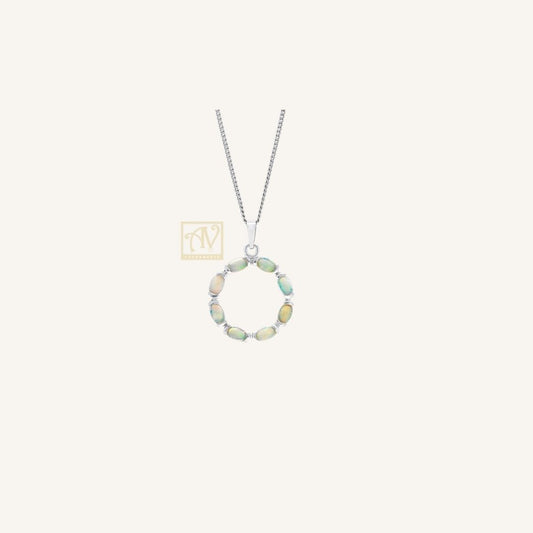 Eden Oval Solid Opal Pendant Silver