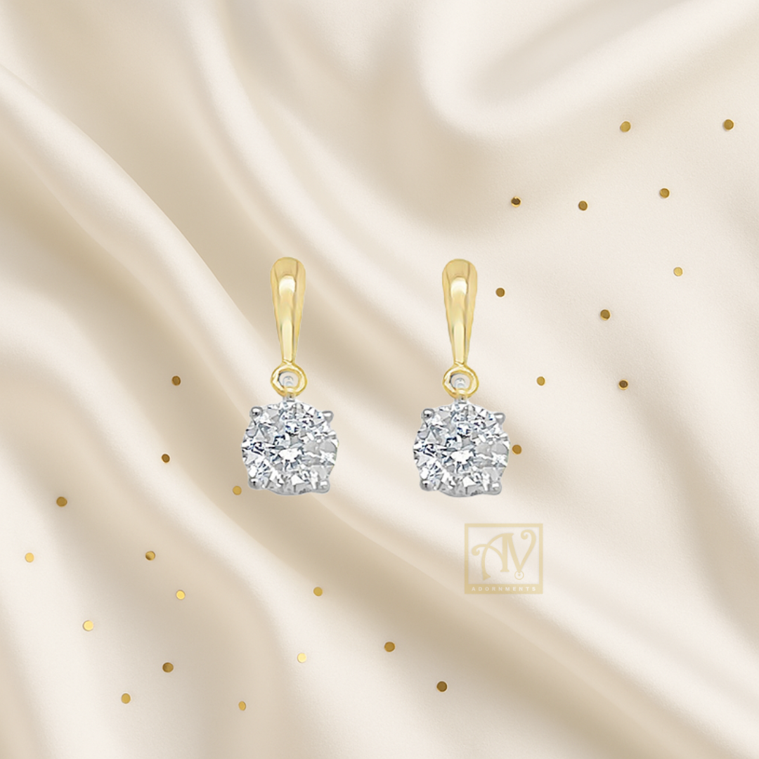 Eternal Round Cubic Zirconia Drop Earring 9kt Yellow Gold