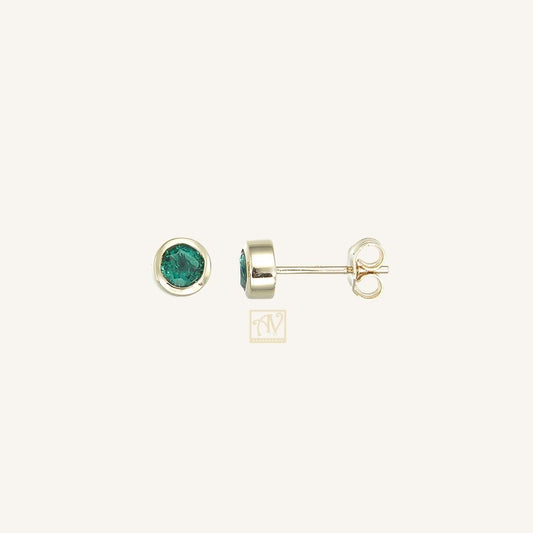 Vibrant Round 6mm Triplet Opal Earrings 9kt Yellow Gold
