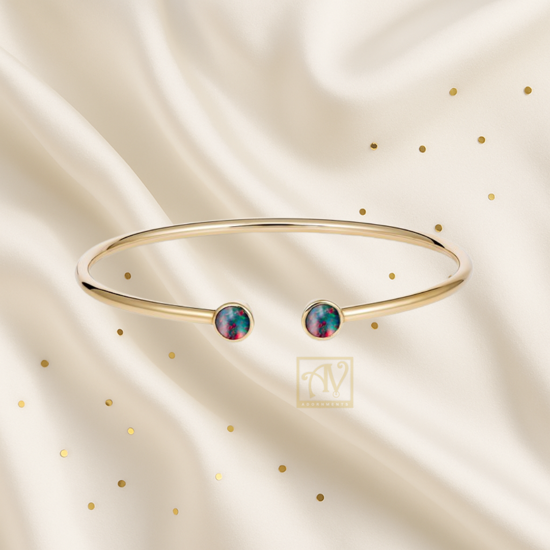 Nova Triplet Opal Cuff Bangle 9kt Yellow Gold