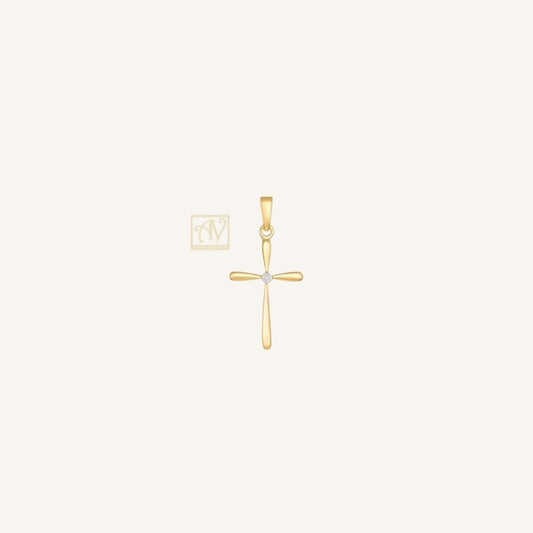 Honey-Toned Diamond Cross Pendant 9kt Yellow Gold