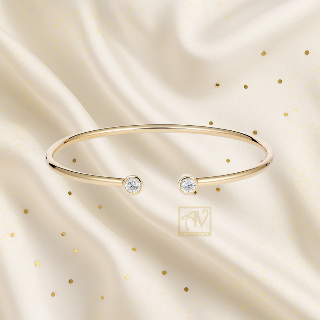 Moonlit Cubic Zirconia Cuff Bangle 9kt Yellow Gold