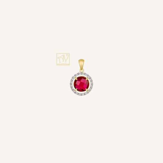 Solnce Ruby and Diamond Pendant 9kt Yellow Gold