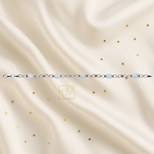 Orb Oval Solid Opal Bracelet Silver