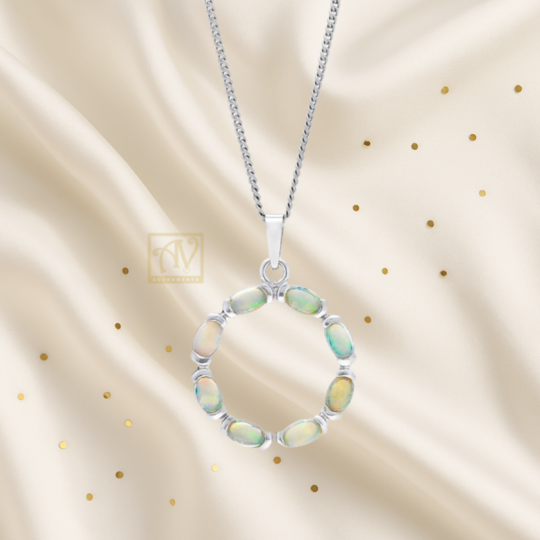 Eden Oval Solid Opal Pendant Silver