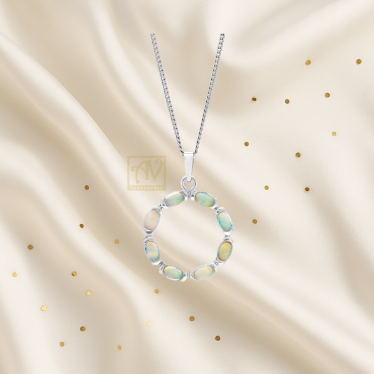 Eden Oval Solid Opal Pendant Silver
