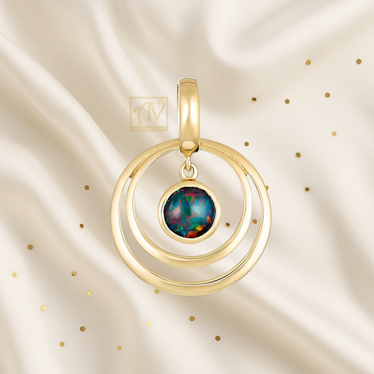 Sol Round Triplet Opal Double Circle Pendant