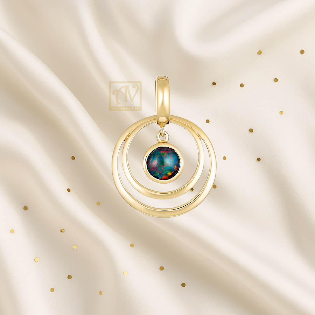 Sol Round Triplet Opal Double Circle Pendant