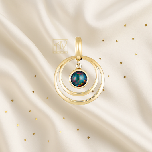 Sol Round Triplet Opal Double Circle Pendant