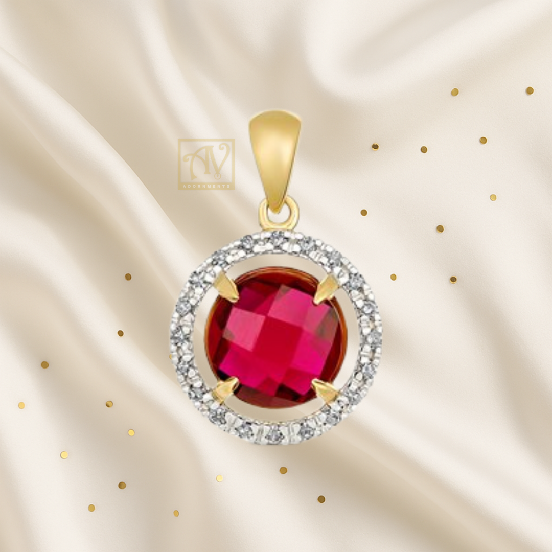 Solnce Ruby and Diamond Pendant 9kt Yellow Gold