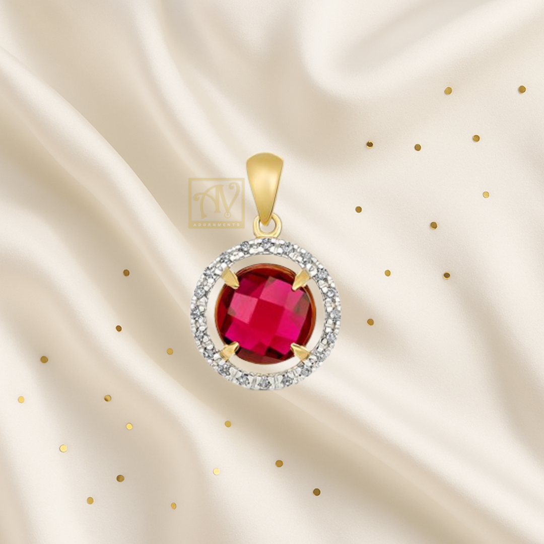 Solnce Ruby and Diamond Pendant 9kt Yellow Gold