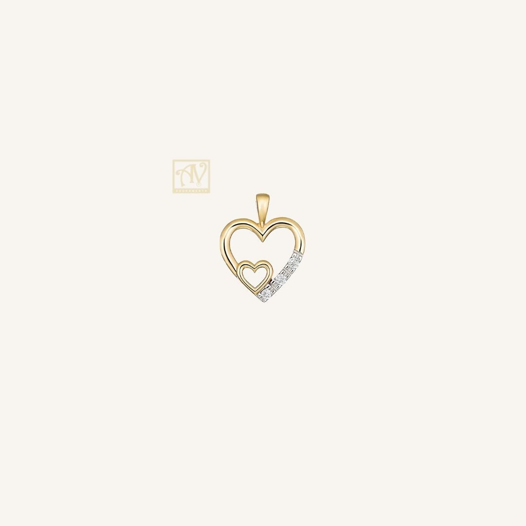 Apollo Layered Hearts Diamond Pendant 9kt Yellow Gold