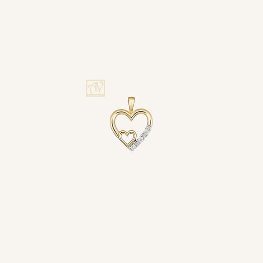 Apollo Layered Hearts Diamond Pendant 9kt Yellow Gold